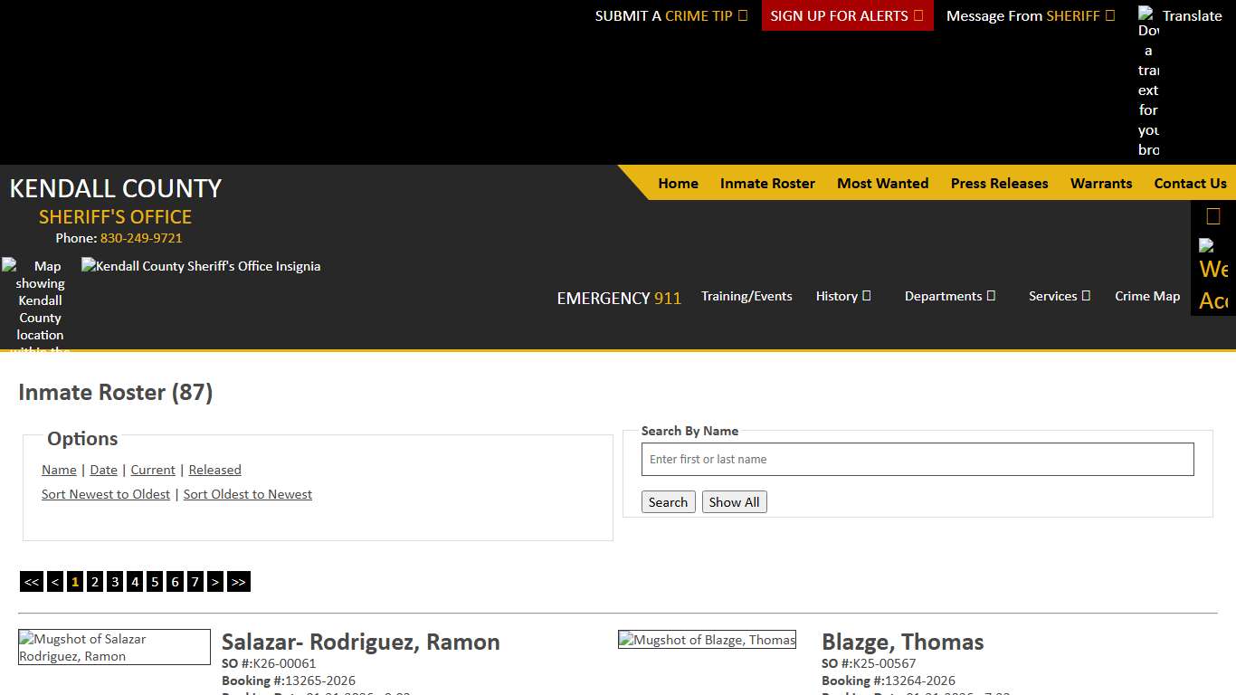 Inmate Roster - Current Inmates Booking Date Descending - Kendall County Sheriffs Office