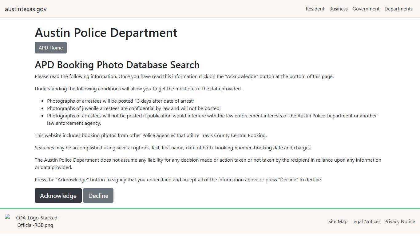 APD Booking Photo Database Search | AustinTexas.gov